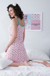 Zivame Candyland Knit Cotton Knee Length Nightdress - Pink N Print — thumbnail 3