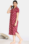 Zivame Pretty Pigs Cotton Mid Length Nightdress - Rhododendron — thumbnail 2