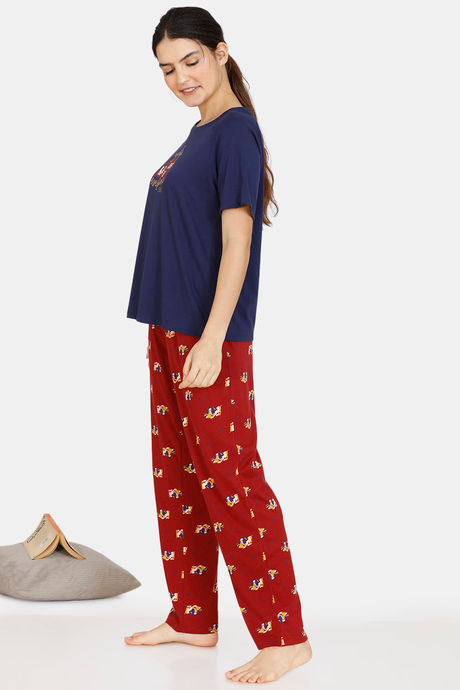 Zivame My Besties Cotton Pyjama Set - Sundried Tomato — image 2