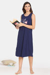 Zivame My Besties Cotton Mid Length Nightdress - Medieval Blue — thumbnail 4