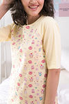 Zivame Candyland Knit Cotton Knee Length Nightdress - Yellow N Print — thumbnail 5
