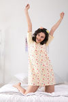 Zivame Candyland Knit Cotton Knee Length Nightdress - Yellow N Print — thumbnail 6