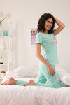 Zivame Candyland Knit Cotton Pyjama Set- Mint Green N Print — thumbnail 2