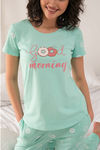 Zivame Candyland Knit Cotton Pyjama Set- Mint Green N Print — thumbnail 4
