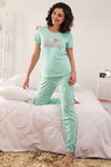 Zivame Candyland Knit Cotton Pyjama Set- Mint Green N Print — thumbnail 5