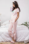 Zivame Candyland Knit Cotton Top N Pyjama Set- Pink N Print — thumbnail 3