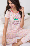 Zivame Candyland Knit Cotton Top N Pyjama Set- Pink N Print — thumbnail 5