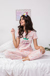 Zivame Candyland Knit Cotton Top N Pyjama Set- Pink N Print — thumbnail 6