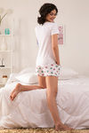 Zivame Candyland Knit Cotton Shorts Set - White N Print — thumbnail 3