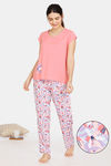 Zivame Pretty Floral Rayon Pyjama Set - Violet Tulip — thumbnail 1