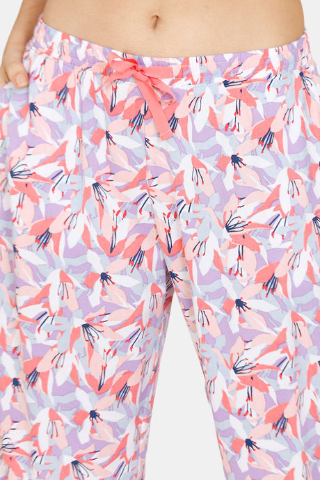 Zivame Pretty Floral Rayon Pyjama Set - Violet Tulip — image 7
