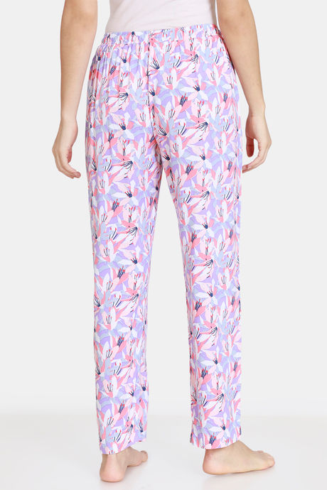 Zivame Pretty Floral Rayon Pyjama - Violet Tulip — image 3