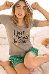 Zivame Space Vibes Cotton Shorts Set - Green — thumbnail 4