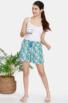 Zivame Pretty Floral Rayon Shorts - Crystal Seas — thumbnail 4