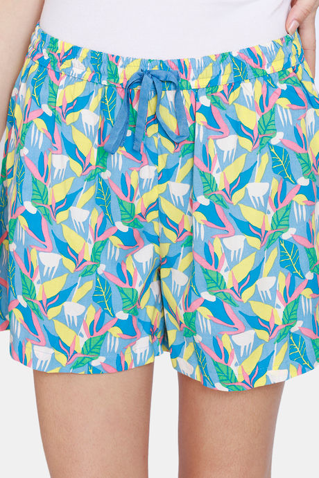 Zivame Pretty Floral Rayon Shorts - Crystal Seas — image 5