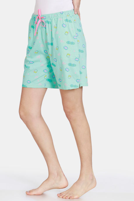 Zivame Her World Knit Cotton Shorts - Ice Green — image 2