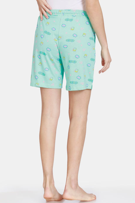 Zivame Her World Knit Cotton Shorts - Ice Green — image 3