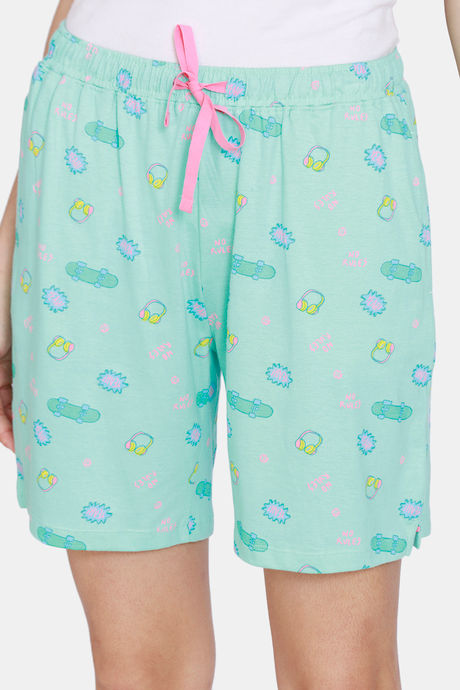 Zivame Her World Knit Cotton Shorts - Ice Green — image 5