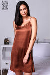 Zivame Satin Chic Polyester Short Length Nightdress - Brown — thumbnail 1