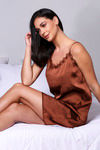 Zivame Satin Chic Polyester Short Length Nightdress - Brown — thumbnail 4