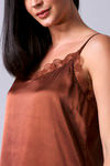 Zivame Satin Chic Polyester Short Length Nightdress - Brown — thumbnail 5