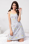 Zivame Pretty Pig Knit Cotton Knee Length Nightdress - Grey N Print — thumbnail 1