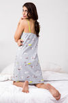 Zivame Pretty Pig Knit Cotton Knee Length Nightdress - Grey N Print — thumbnail 4