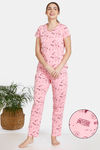 Zivame Galaxy Print Cotton Pyjama Set - Candy Pink — thumbnail 1