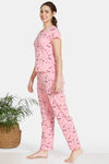 Zivame Galaxy Print Cotton Pyjama Set - Candy Pink — thumbnail 2