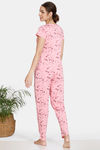 Zivame Galaxy Print Cotton Pyjama Set - Candy Pink — thumbnail 3