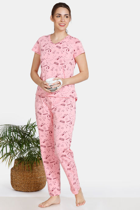 Zivame Galaxy Print Cotton Pyjama Set - Candy Pink — image 4