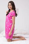 Zivame Pretty Pig Knit Cotton Knee Length Nightdress - Pink N Print — thumbnail 2