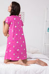 Zivame Pretty Pig Knit Cotton Knee Length Nightdress - Pink N Print — thumbnail 3