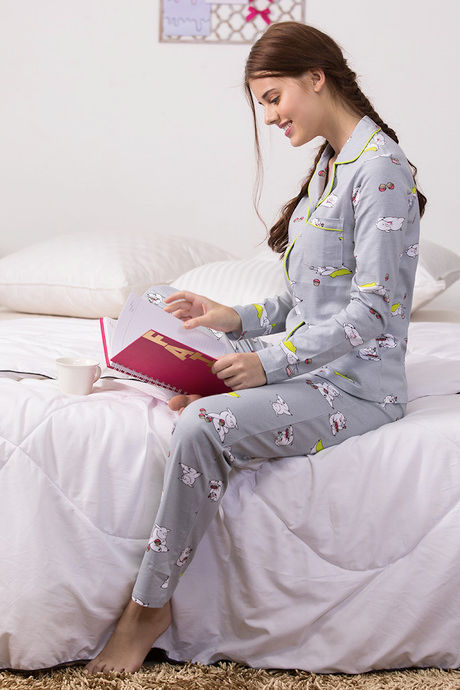 Zivame Knit Cotton Pyjama Set - Grey — image 2