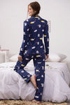 Zivame Knit Cotton Pyjama Set - Navy — thumbnail 3
