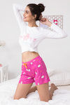Zivame Pretty Pig Knit Cotton Shorts- Pink N Print — thumbnail 3