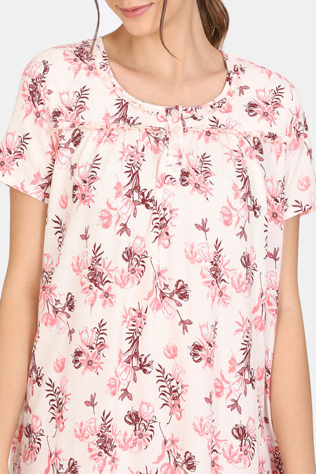 Zivame Woven Full Length Nightdress - Rosewater — image 5