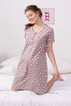 Zivame Cotton Knee Length Nightdress - Brown N Print — thumbnail 2