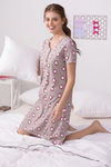 Zivame Cotton Knee Length Nightdress - Brown N Print — thumbnail 3