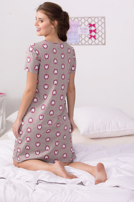 Zivame Cotton Knee Length Nightdress - Brown N Print — image 4