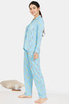 Zivame Happy Flock Cotton Pyjama Set - Crystal Seas — thumbnail 2