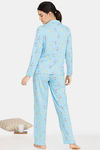 Zivame Happy Flock Cotton Pyjama Set - Crystal Seas — thumbnail 3