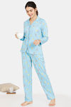 Zivame Happy Flock Cotton Pyjama Set - Crystal Seas — thumbnail 4