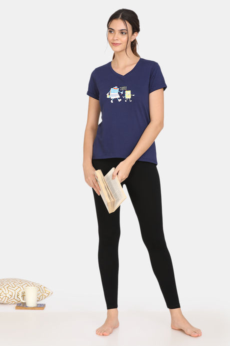 Zivame Happy Flock Cotton Top - Medieval Blue — image 4