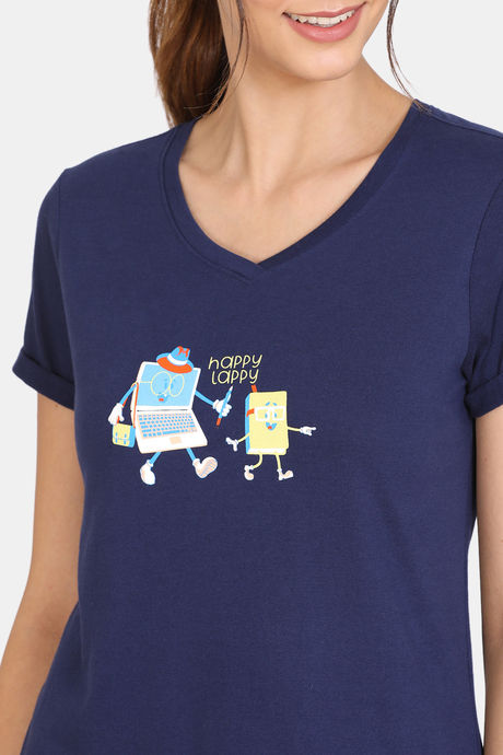 Zivame Happy Flock Cotton Top - Medieval Blue — image 5
