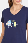 Zivame Happy Flock Cotton Top - Medieval Blue — thumbnail 5