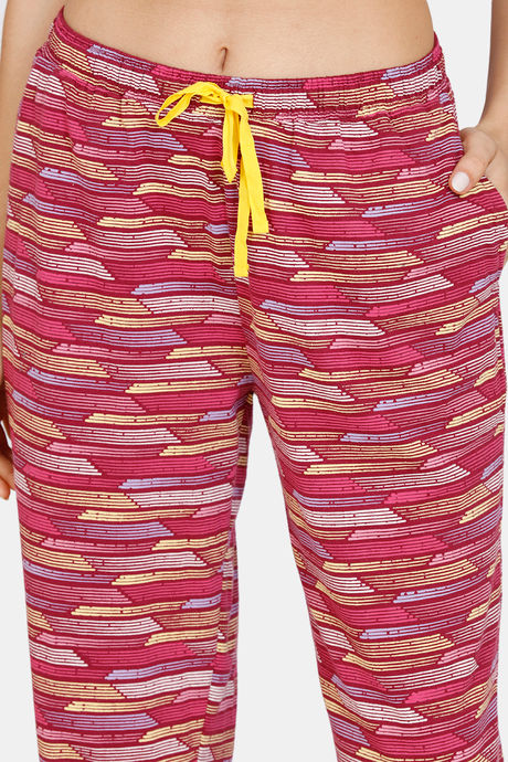 Zivame Happy Flock Cotton Pyjama Set - Beet Red — image 6