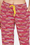 Zivame Happy Flock Cotton Pyjama Set - Beet Red — thumbnail 6