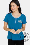 Zivame Lounge Viscose Blend Henley Top - Seaport — thumbnail 1