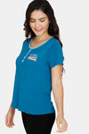 Zivame Lounge Viscose Blend Henley Top - Seaport — thumbnail 2